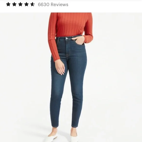 Everlane Authentic Stretch high rise skinny jean size 25 dark blue wash - Picture 2 of 14